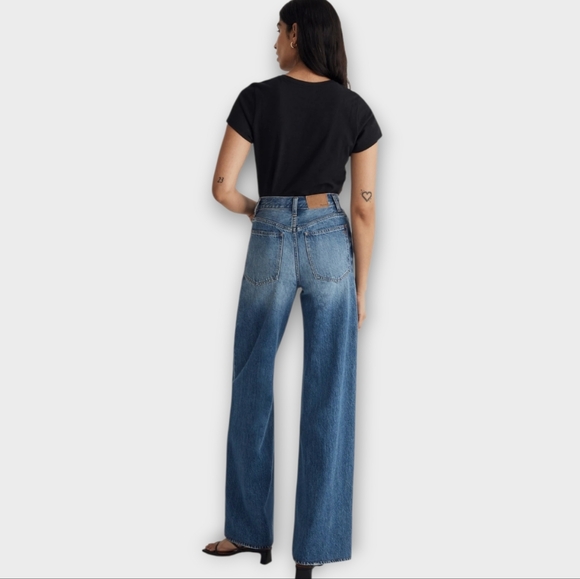 MADEWELL Super Wide Leg Denim Jeans Fannin Wash Distressed Size 29 - Picture 2 of 11